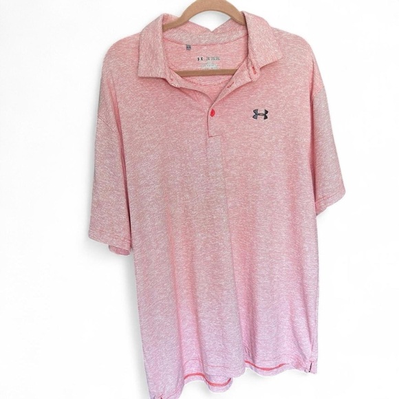 Under Armour HeatGear Polo Loose Fit 2XL, Reddish-Orange Stripes,Golf-Ready - Picture 2 of 8